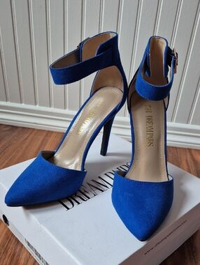 Dream Pairs Cobalt Blue Pointed Ankle-Strap Stilettos
